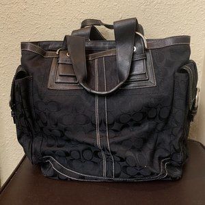 Black Coach Logo Tote Bag